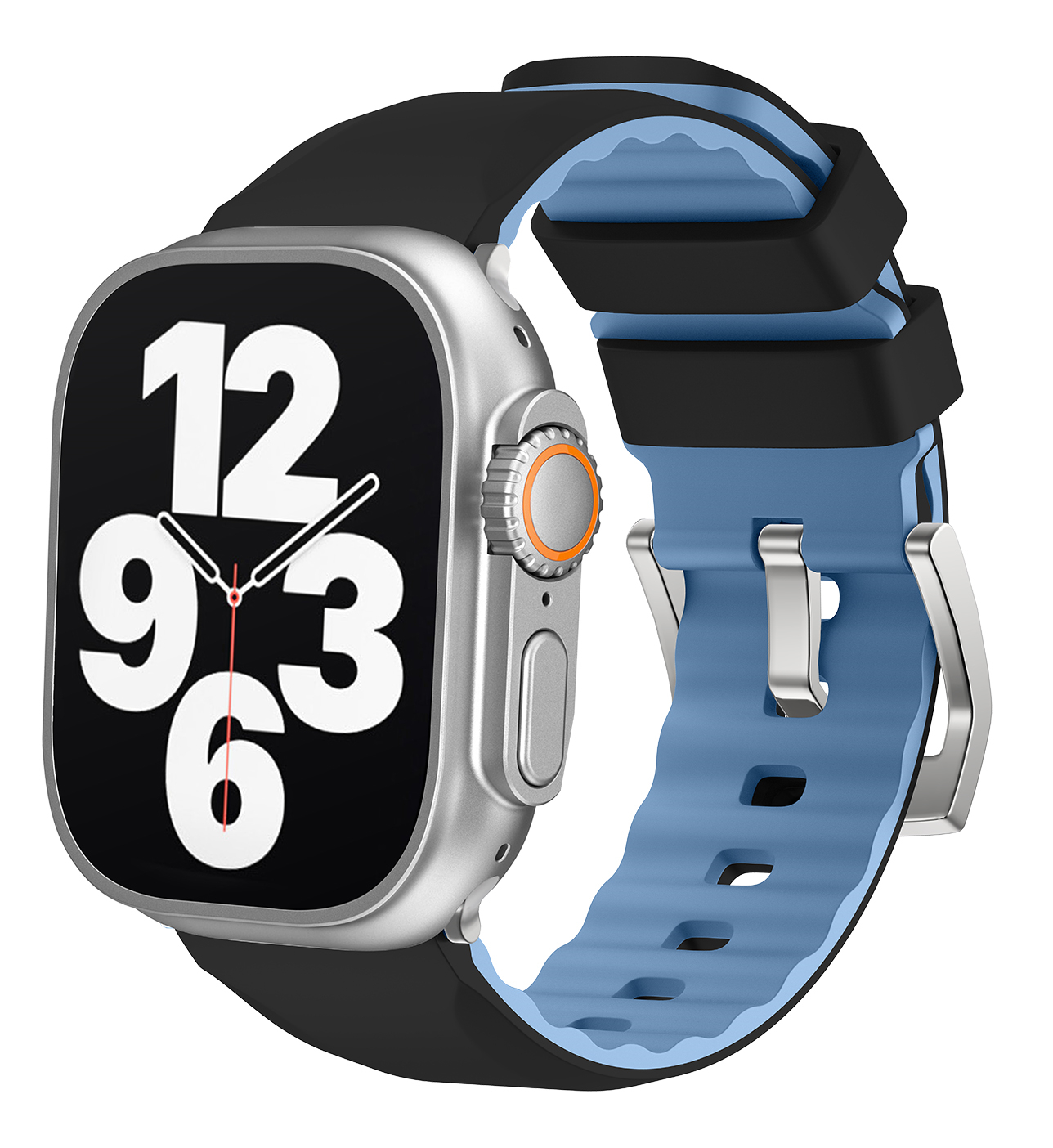 Pasek Opaska Bransoleta Silikon Czarno-niebieski Klamra do Apple Watch 3 4 5 6 7 8 9 SE 42/44/45mm - zdjęcie 21